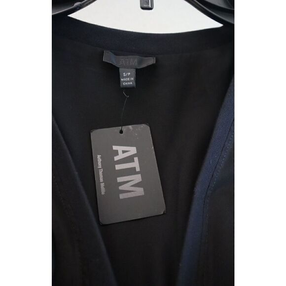 ATM x Anthony Thomas Melillo Women's Sz S Black Silk Surplice Mini Dress $475 - Picture 4 of 8
